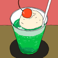 線画で描いたクリームソーダ by sahchas | podcast「世界の果てのわたくしごと」ep91のサムネイル